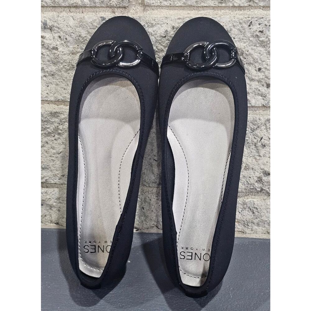 Jones New York Amanda Ballet Flats, Black Chain, Womens Sz 10M, New